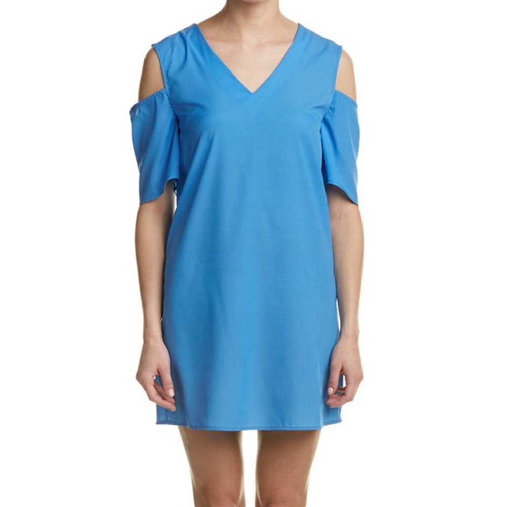 Covet + Vue Blue Cold-Shoulder Dress